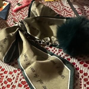 Elegant Green Scarf with Pom Pombag charm
